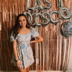 Buddy Love Colby Puff Sleeve Mini Dress-Iridescent (XS)